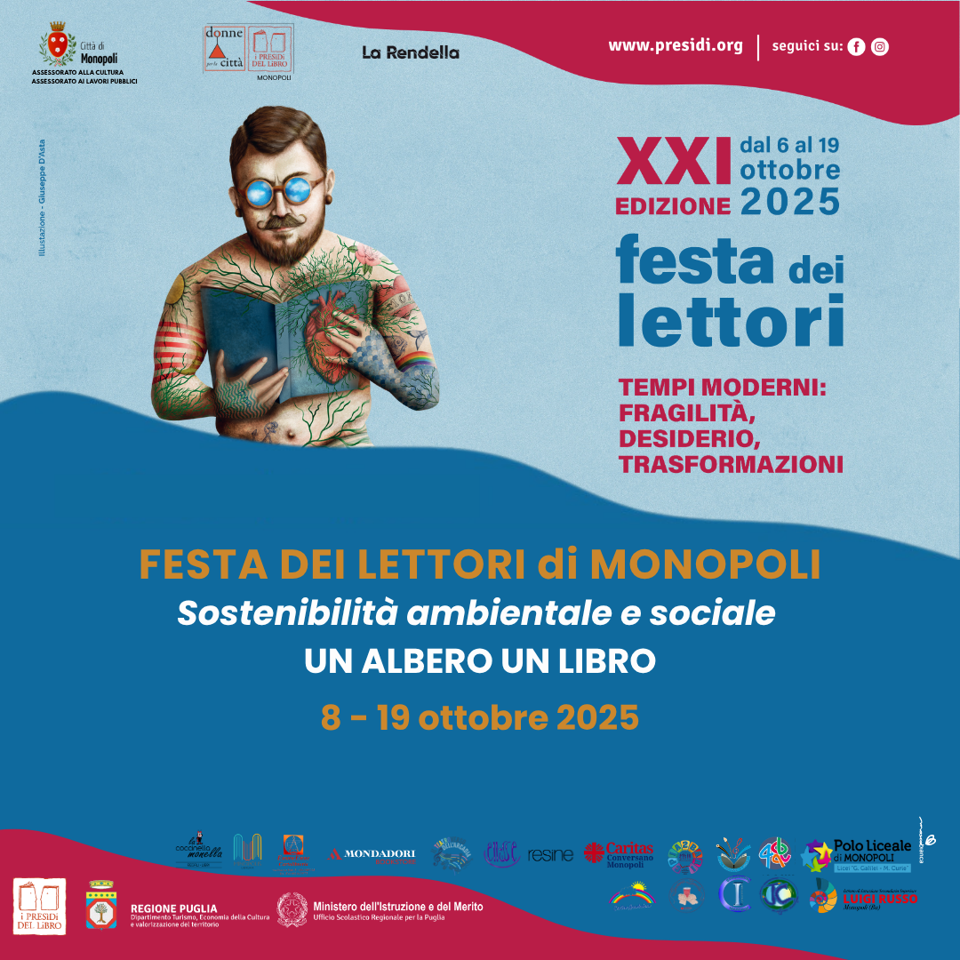 Al via la 21esima edizione della Festa dei Lettori Dall’8 al 19 ottobre 2025 incontri con autori, laboratori, una staffetta letteraria e gli AlberiLibro