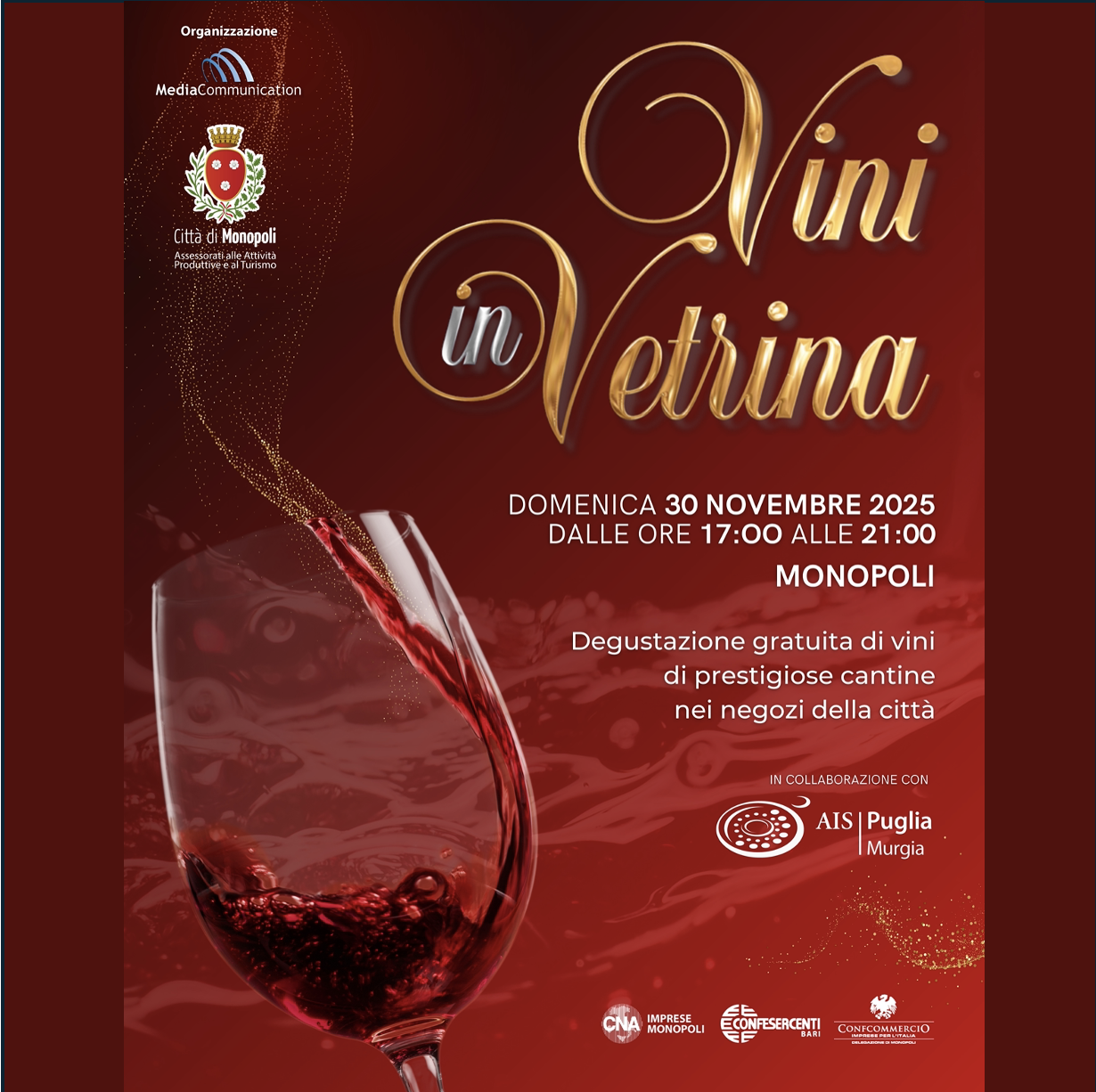 Domenica 30 novembre la settima edizione di “Vini in vetrina”